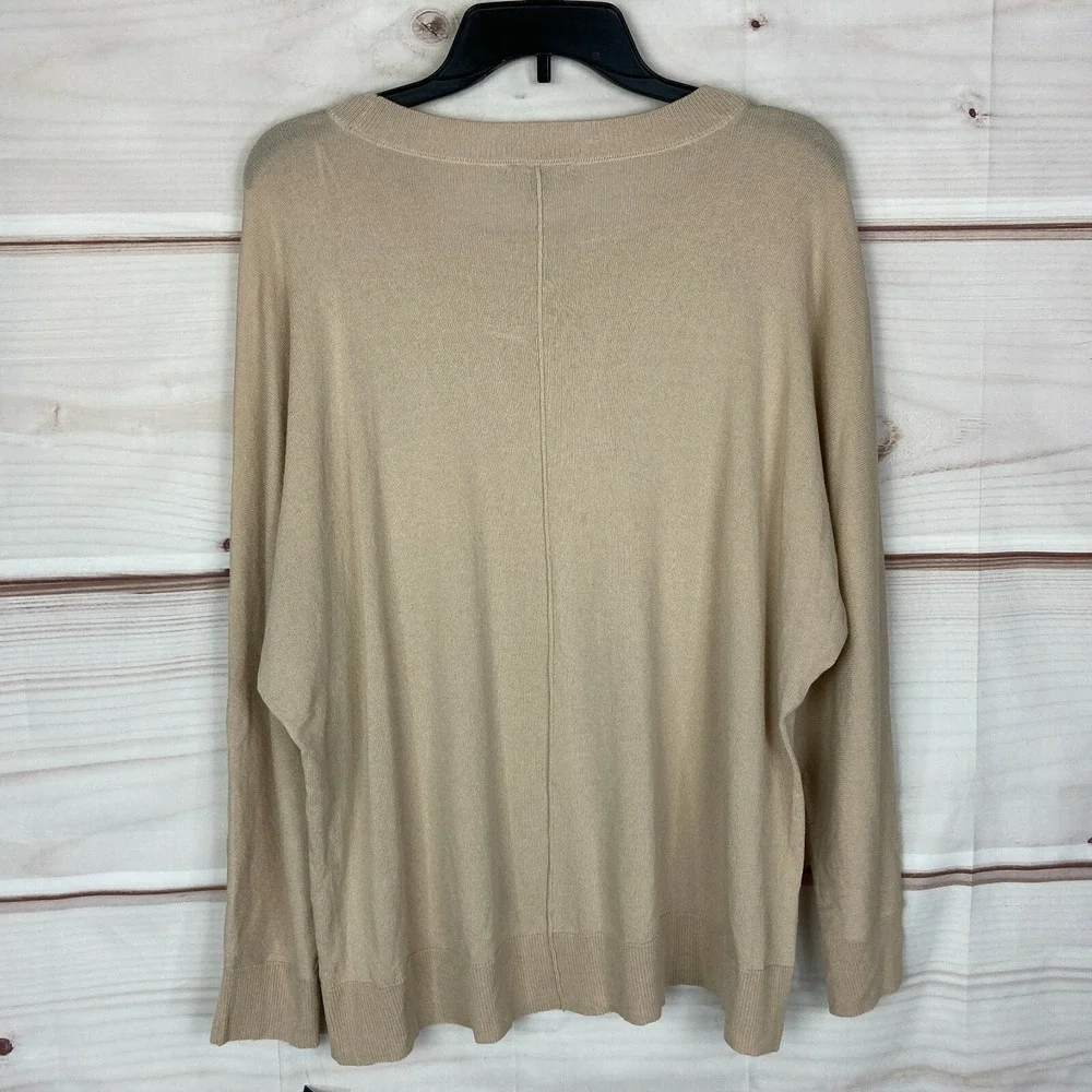 Alfani Sweater Womens 0X Plus Beige Pullover Round Neck Dolman Sleeve Solid